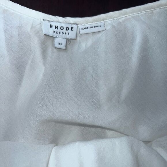 Rhode Nala White Cotton Tiered Mini Dress XS Boho Resort Summer Lined Flowy - Picture 6 of 9